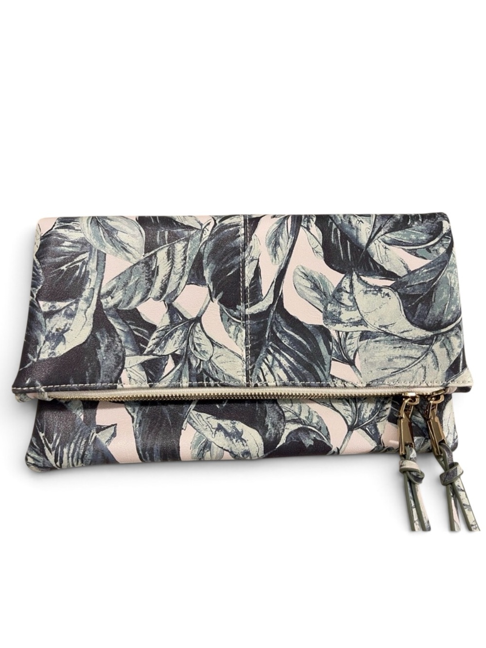Kaari Blue Tropical Green Blue Fold Over Clutch Handbag Purse